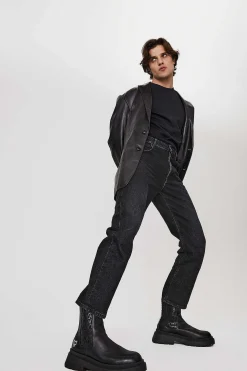 Caution Black Leather<Naked Wolfe New