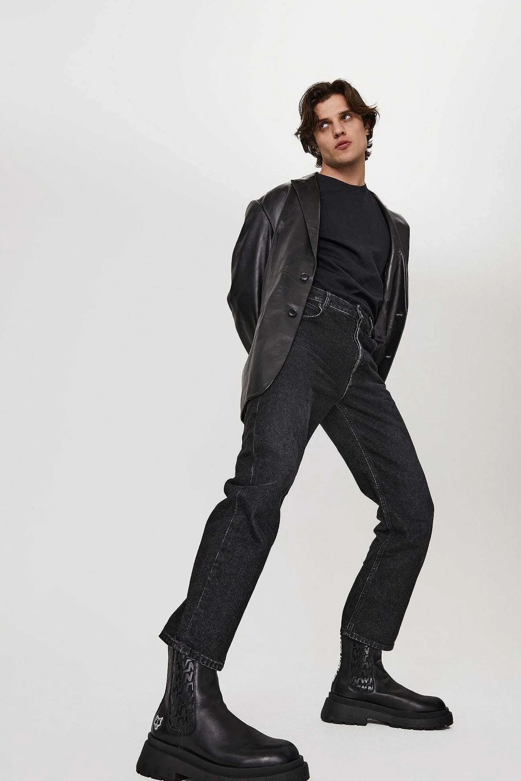 Caution Black Leather<Naked Wolfe New