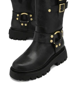 Flake Black Stone Wash Leather<Naked Wolfe Hot
