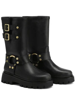 Flake Black Stone Wash Leather<Naked Wolfe Hot