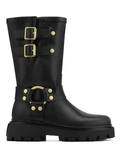 Flake Black Stone Wash Leather<Naked Wolfe Hot
