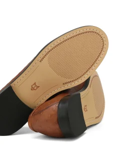 Goldie Sheep Leather Ostrich Print Tan<Naked Wolfe Flash Sale