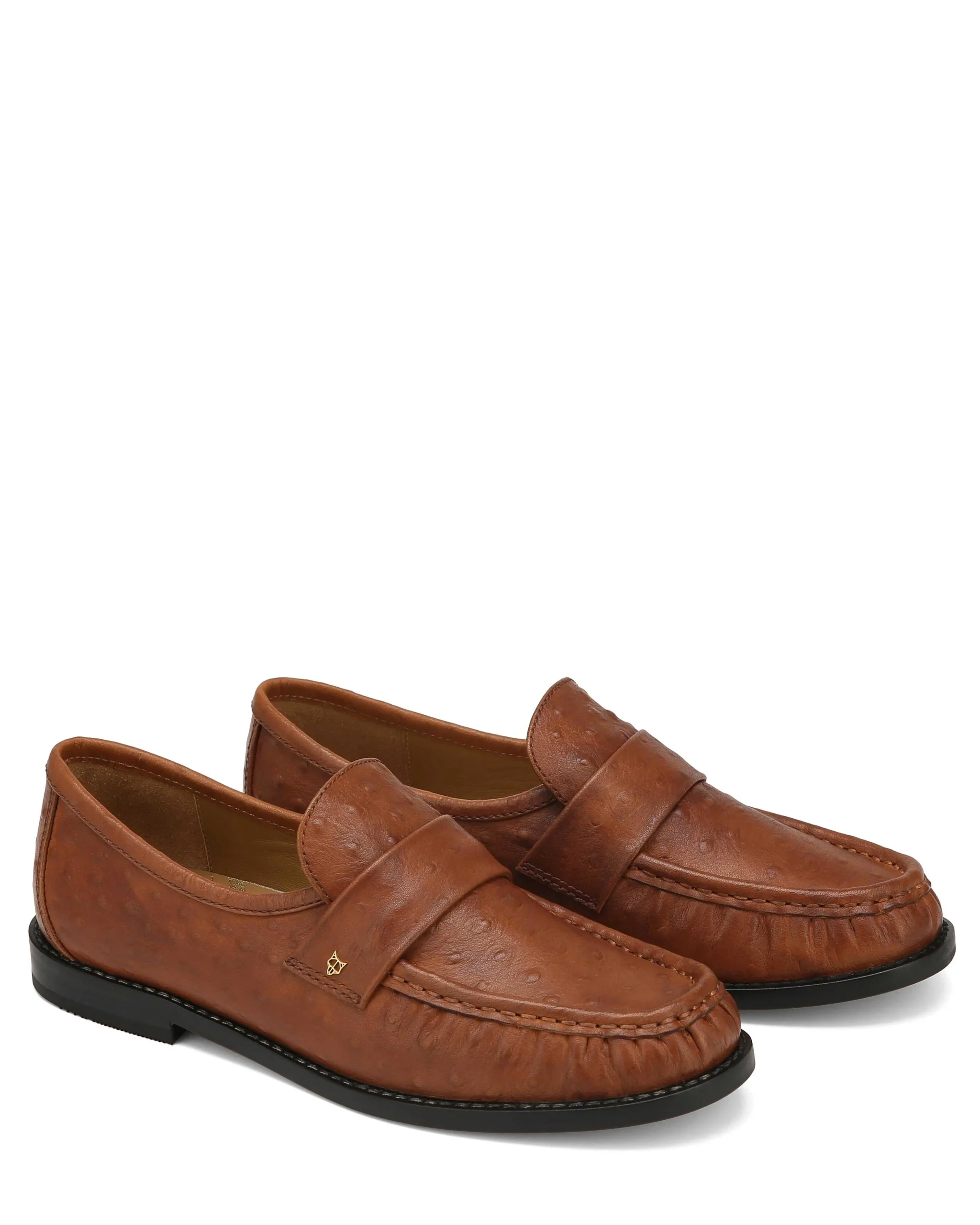 Goldie Sheep Leather Ostrich Print Tan<Naked Wolfe Flash Sale